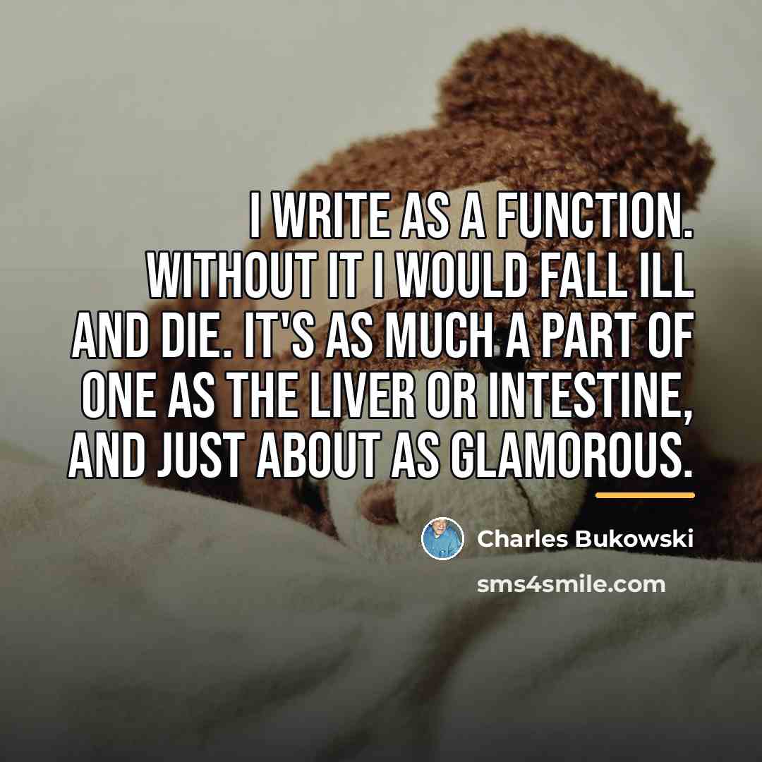 “I write as a function. Without it I would fall…” quote by Charles Bukowski