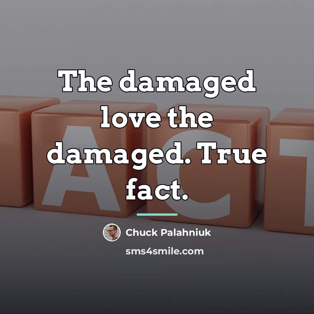 “The damaged love the damaged. True fact.…” quote by Chuck Palahniuk