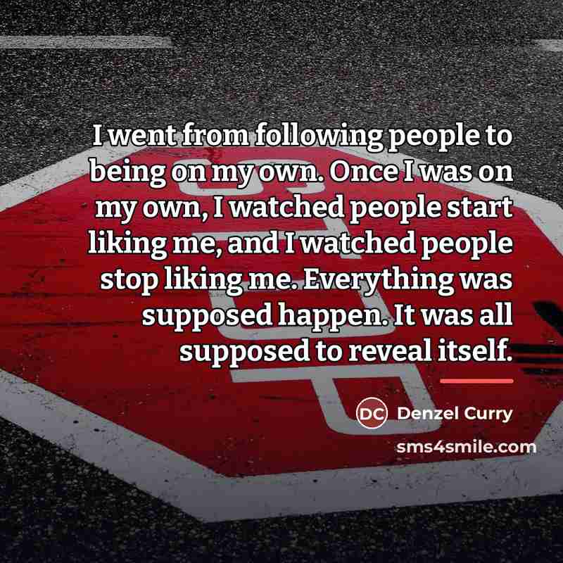 “I went from following people to being on my own.…” quote by Denzel Curry