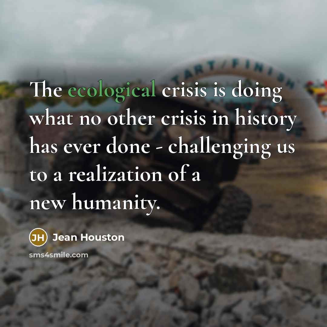 “The ecological crisis is doing what no other crisis in…” quote by Jean Houston
