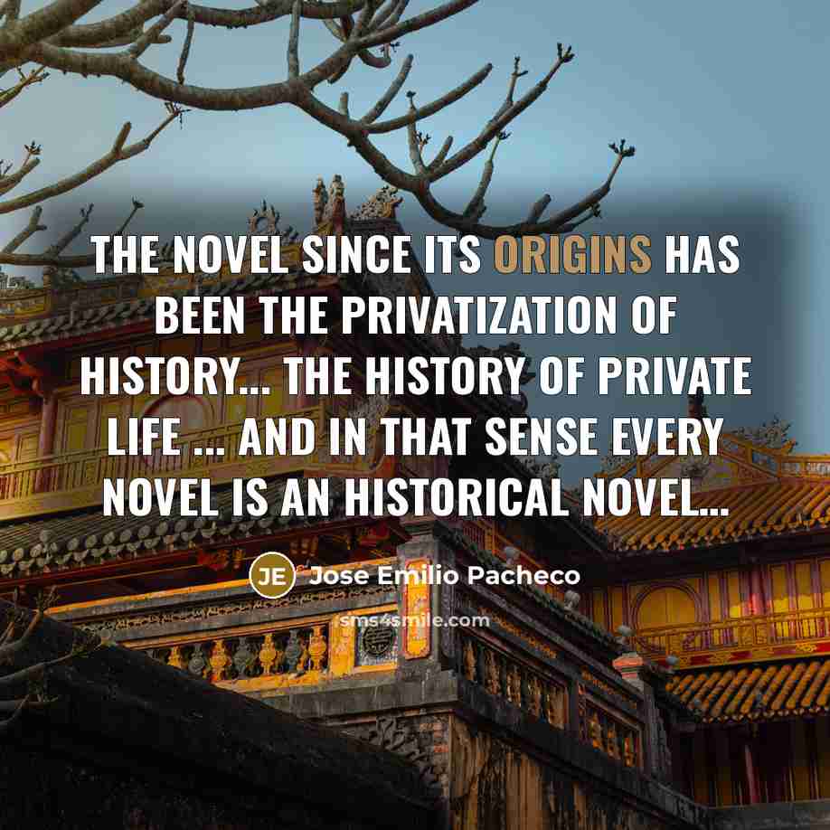 “The novel since its origins has been the privatization of…” quote by Jose Emilio Pacheco