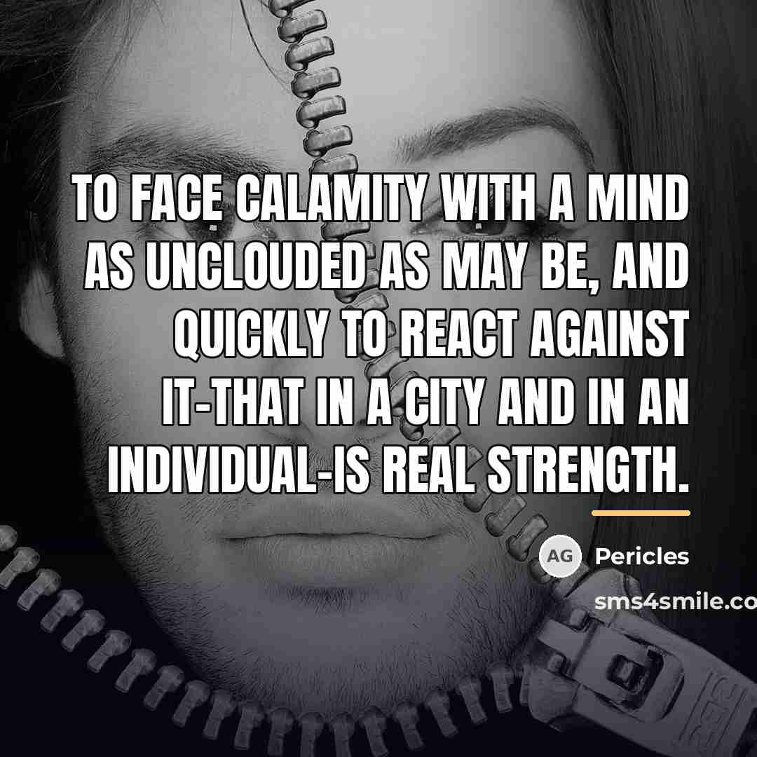“To face calamity with a mind as unclouded as may…” quote by Pericles