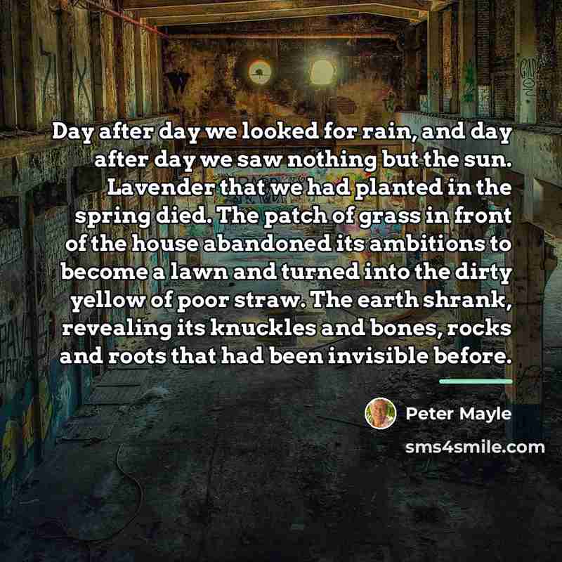 “Day after day we looked for rain, and day after…” quote by Peter Mayle