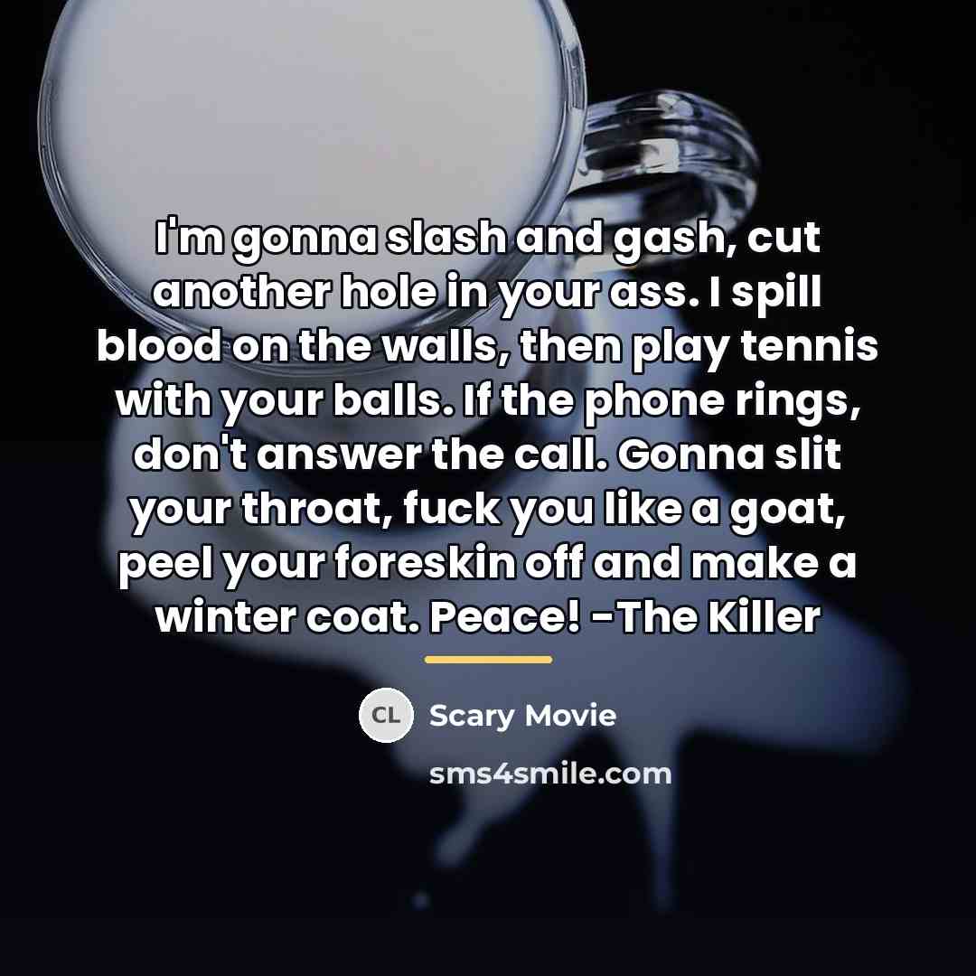 “I'm gonna slash and gash, cut another hole in your…” quote by Scary Movie