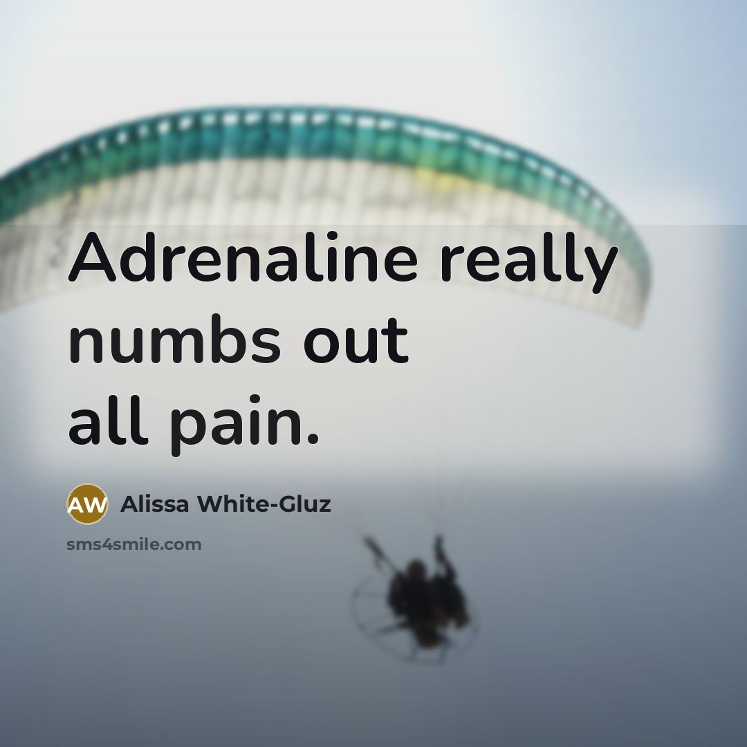 “Adrenaline really numbs out all pain.…” quote by Alissa White-Gluz