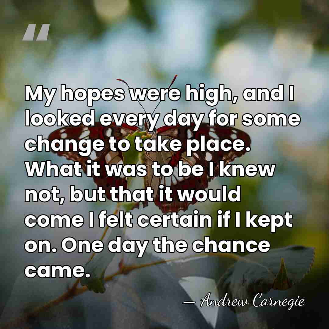 My hopes were high, and I looked every day for some change&hellip; - Andrew Carnegie