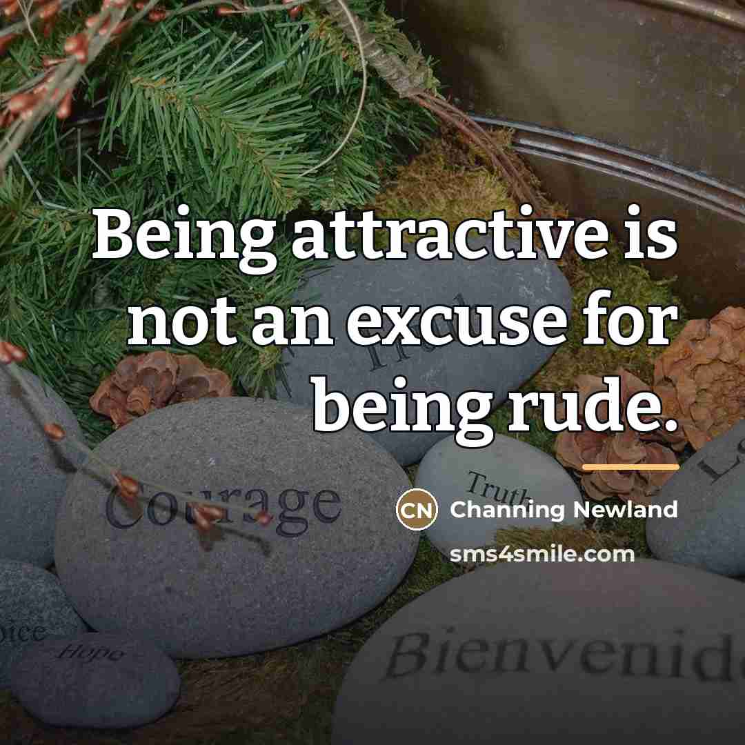 “Being attractive is not an excuse for being rude.…” quote by Channing Newland