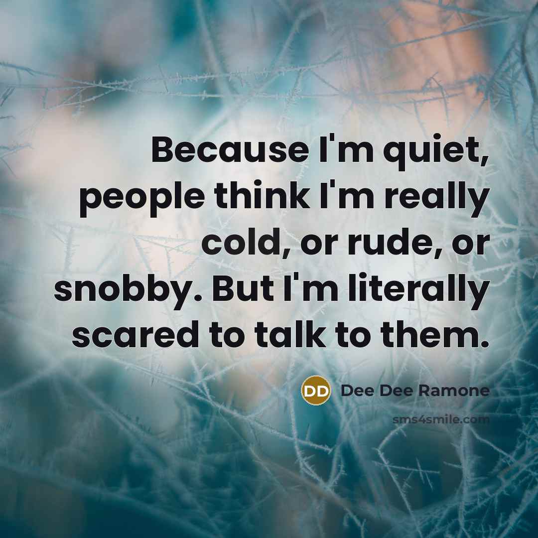 “Because I'm quiet, people think I'm really cold, or rude,…” quote by Dee Dee Ramone