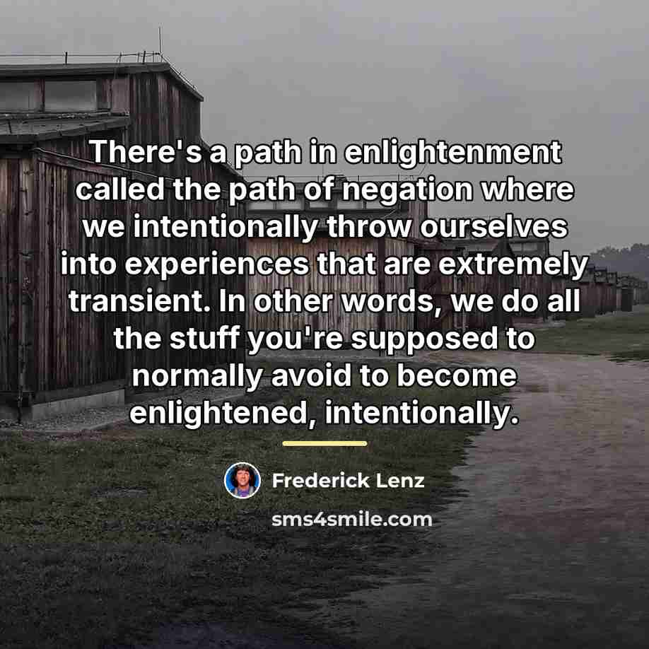 “There's a path in enlightenment called the path of negation…” quote by Frederick Lenz