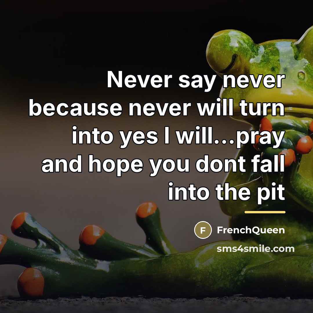 “Never say never because never will turn into yes I…” quote by Frenchqueen