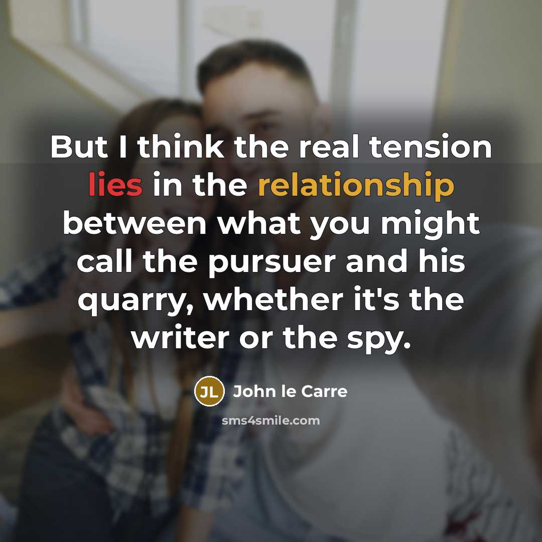 “But I think the real tension lies in the relationship…” quote by John le Carre