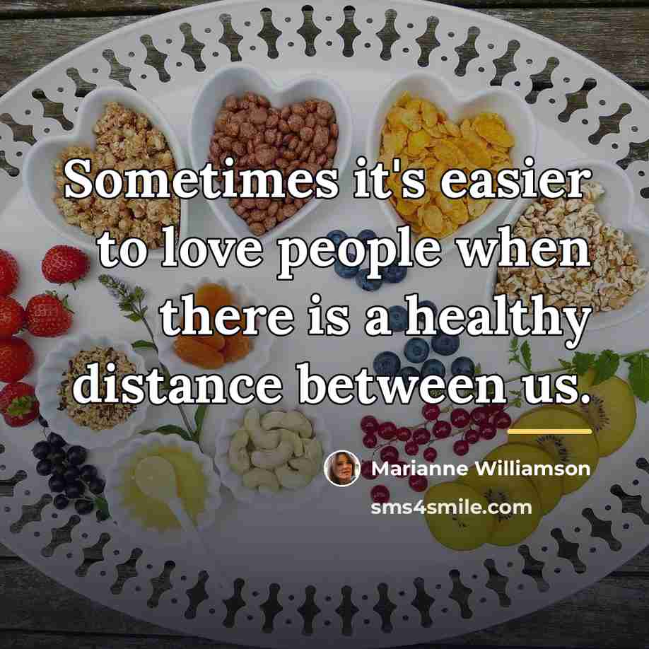“Sometimes it's easier to love people when there is a…” quote by Marianne Williamson