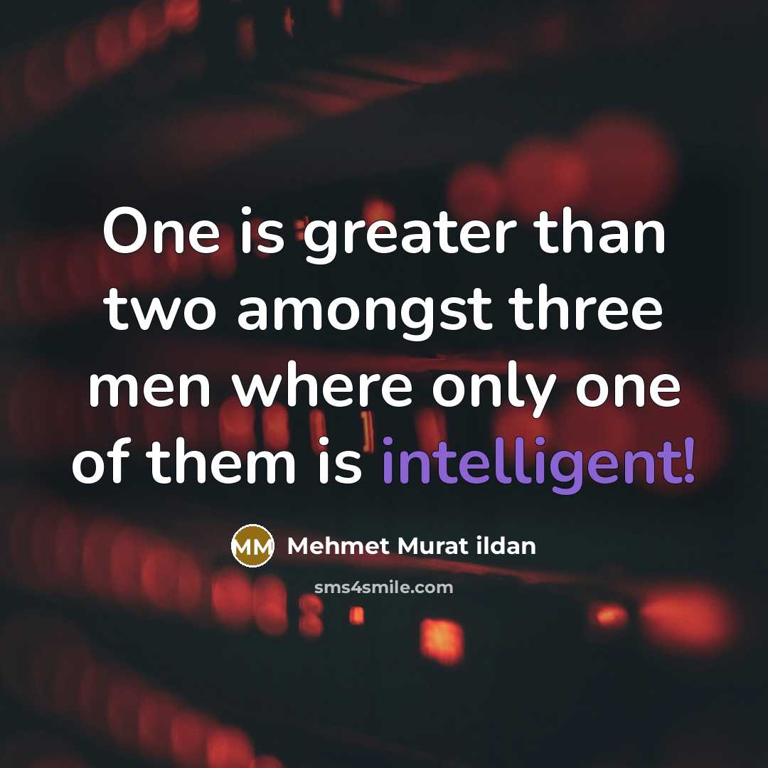 “One is greater than two amongst three men where only…” quote by Mehmet Murat Ildan