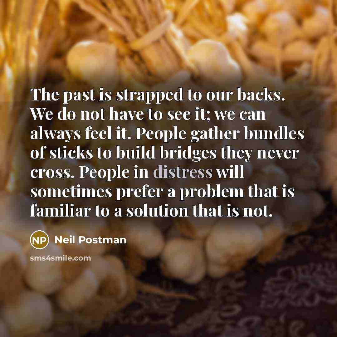 “The past is strapped to our backs. We do not…” quote by Neil Postman
