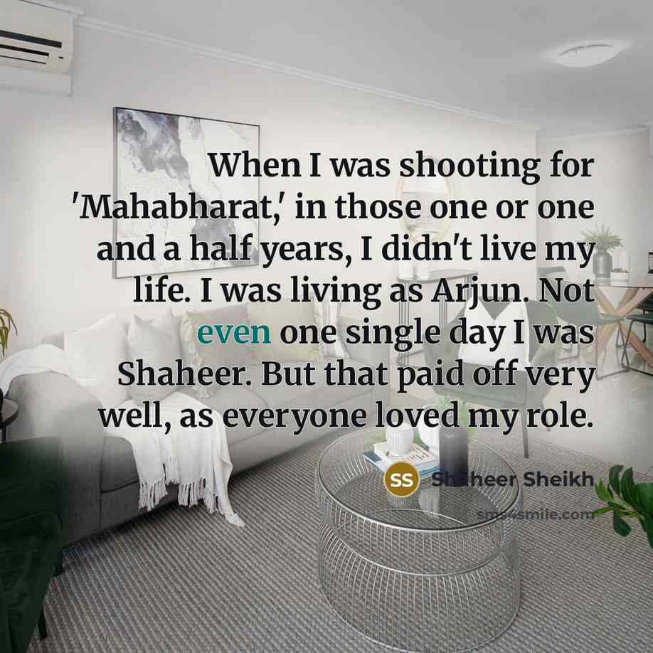 “When I was shooting for 'Mahabharat,' in those one or…” quote by Shaheer Sheikh