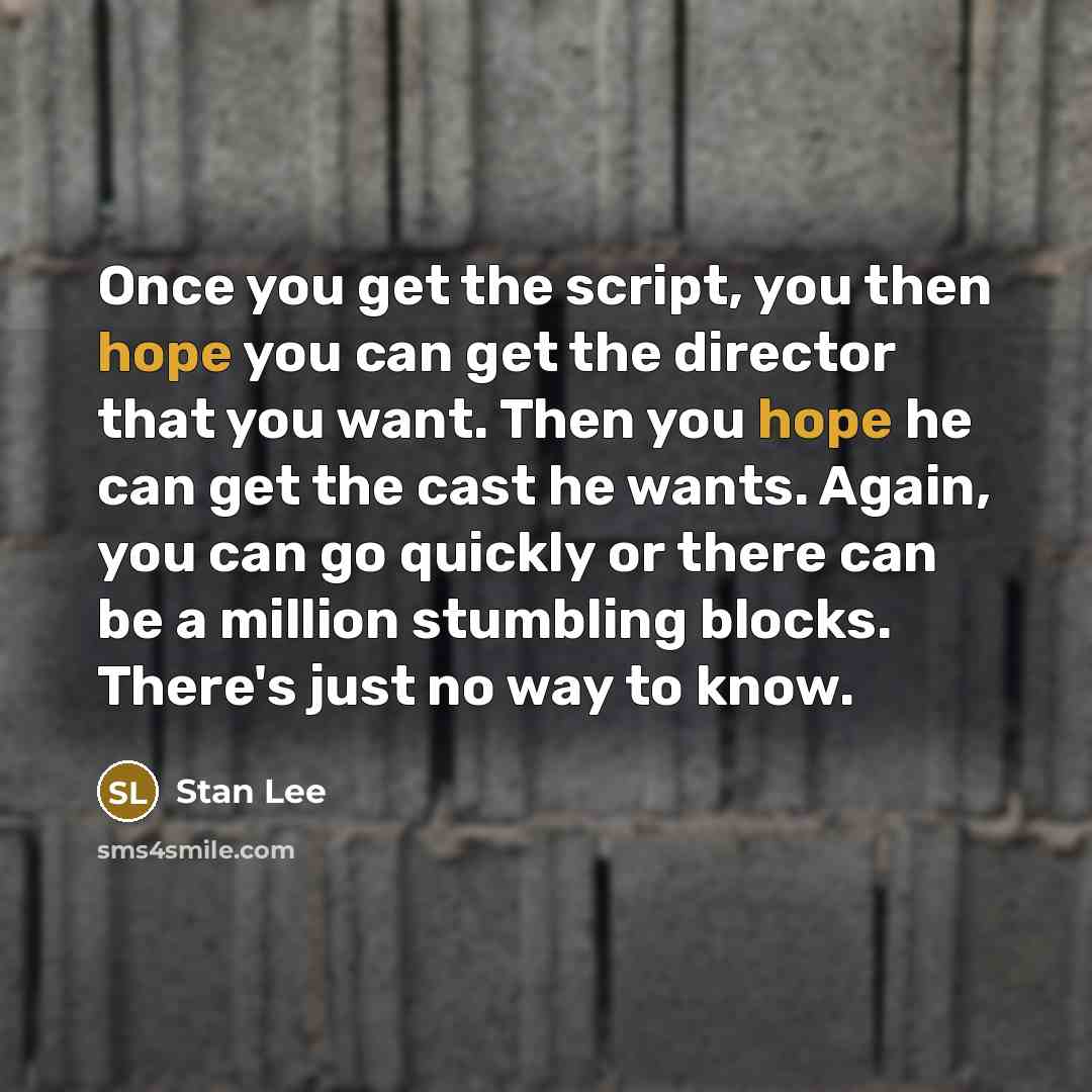 “Once you get the script, you then hope you can…” quote by Stan Lee