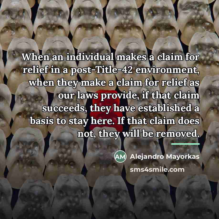 “When an individual makes a claim for relief in a…” quote by Alejandro Mayorkas