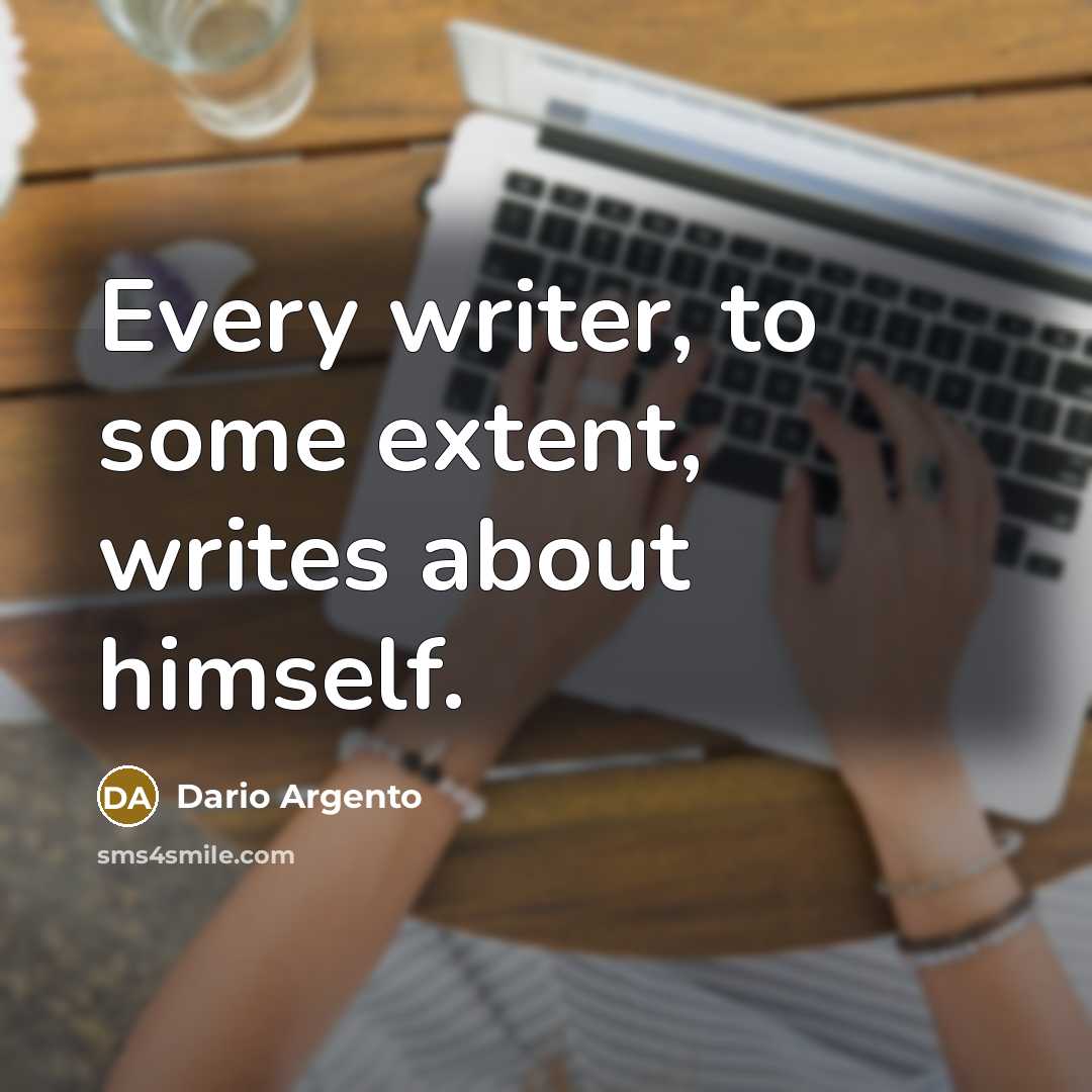 “Every writer, to some extent, writes about himself.” quote by Dario Argento