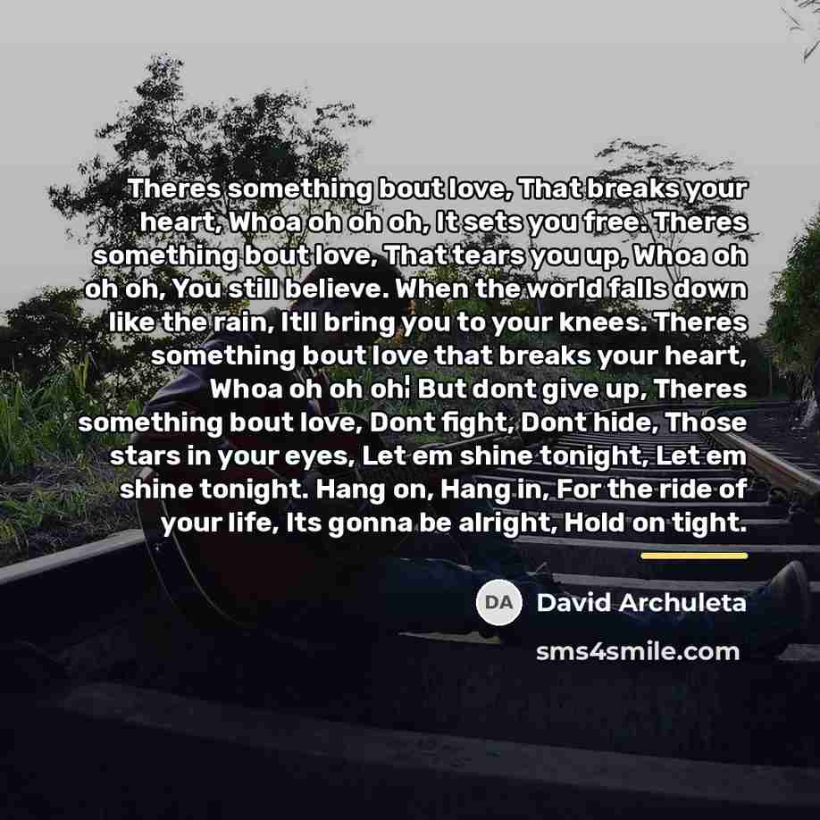 “Theres something bout love, That breaks your heart, Whoa oh…” quote by David Archuleta