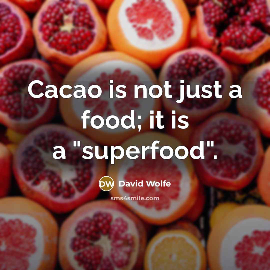 “Cacao is not just a food; it is a "superfood".…” quote by David Wolfe