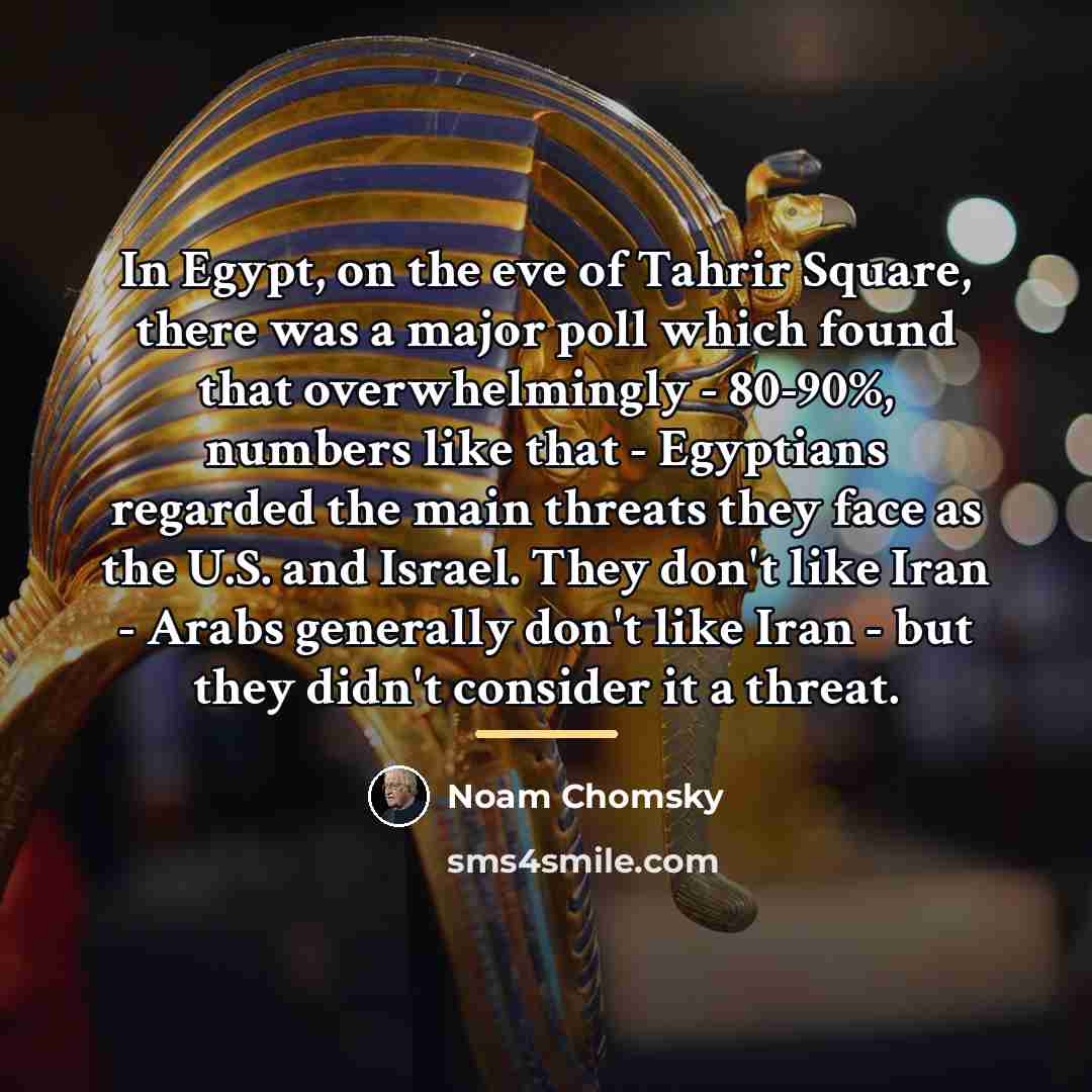 “In Egypt, on the eve of Tahrir Square, there was…” quote by Noam Chomsky