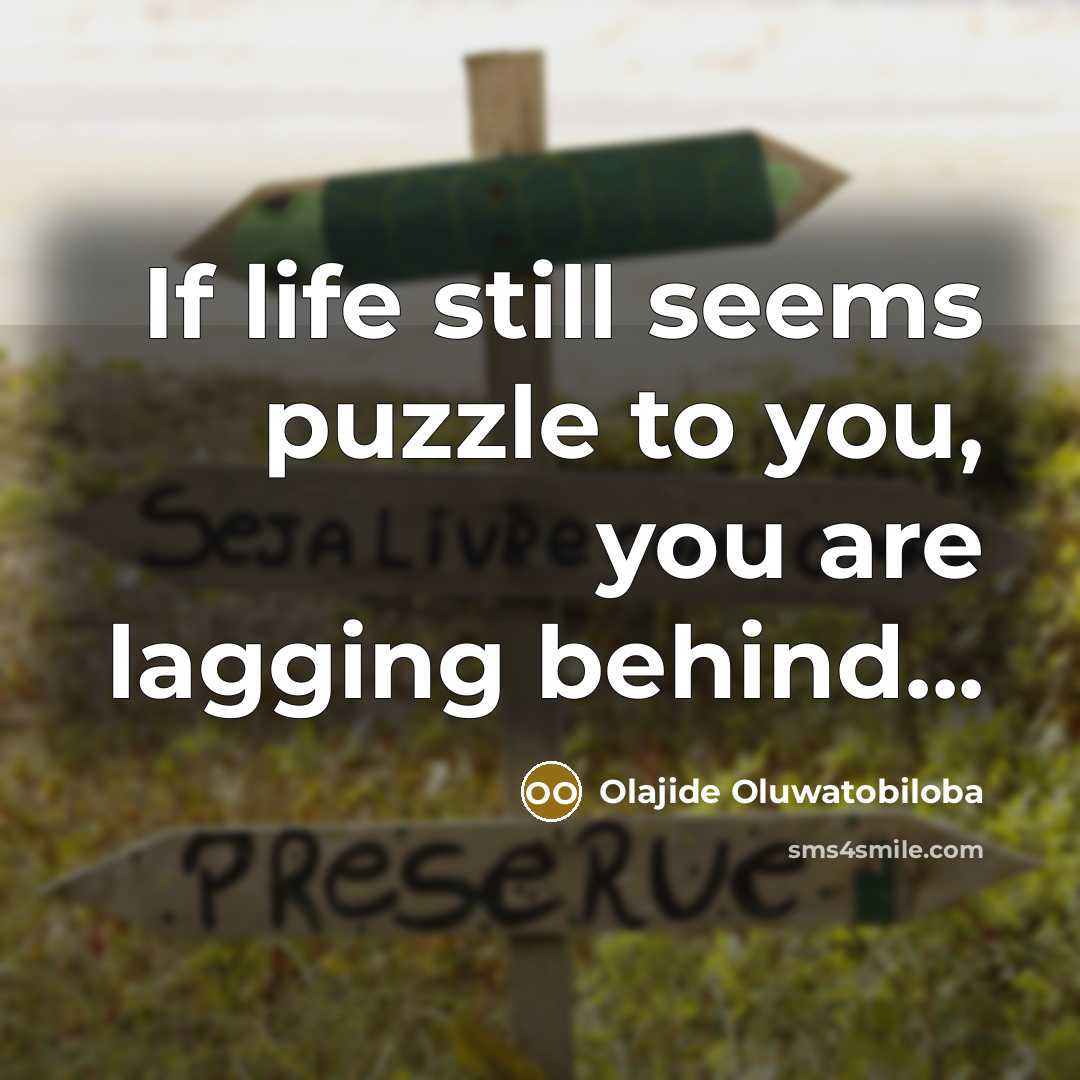 “If life still seems puzzle to you, you are lagging…” quote by Olajide Oluwatobiloba