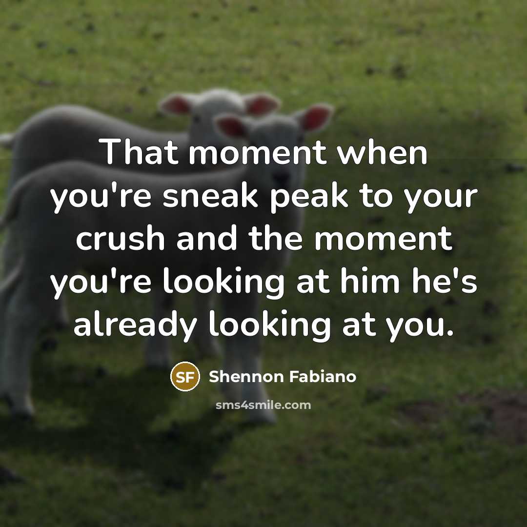 “That moment when you're sneak peak to your crush and…” quote by Shennon Fabiano