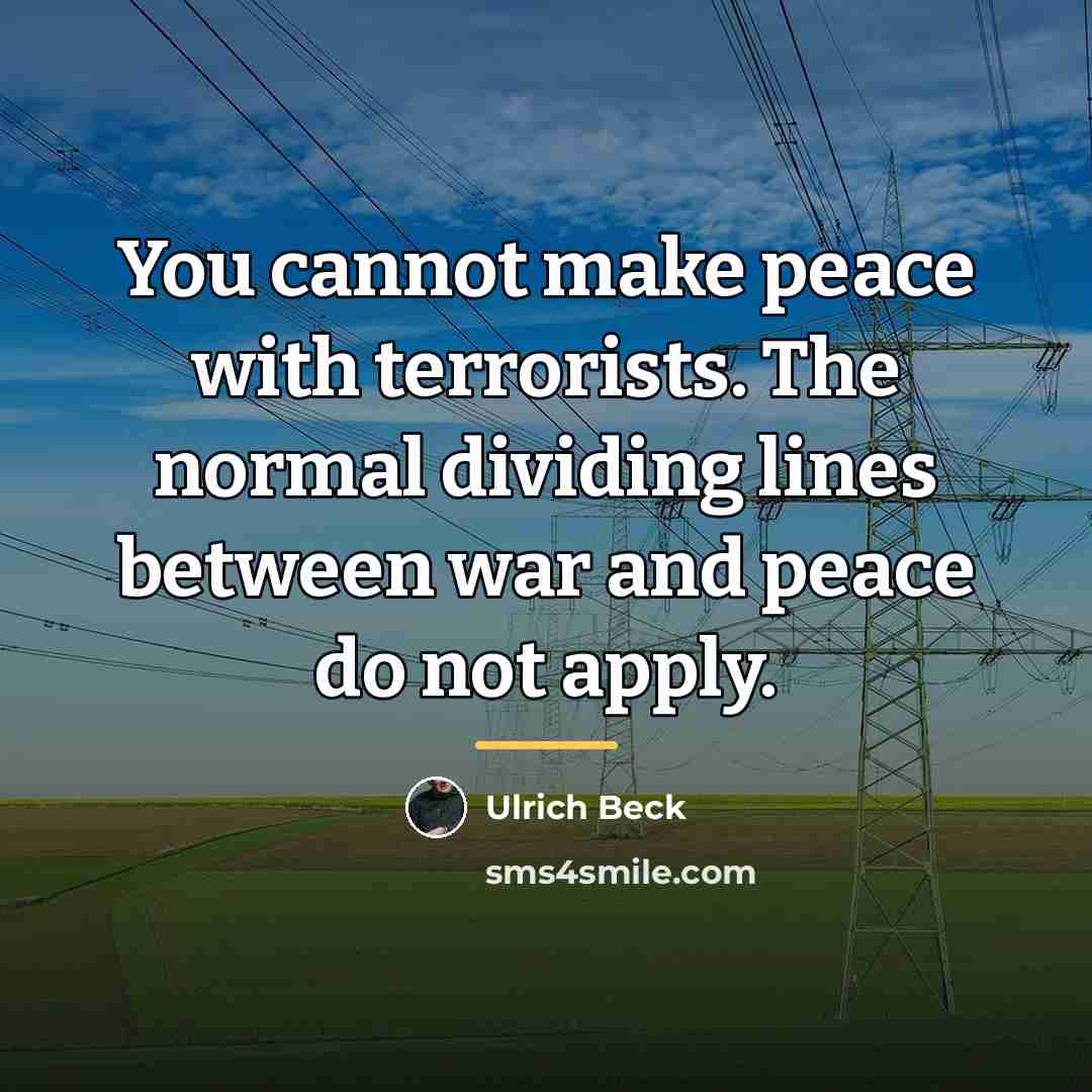 “You cannot make peace with terrorists. The normal dividing lines…” quote by Ulrich Beck