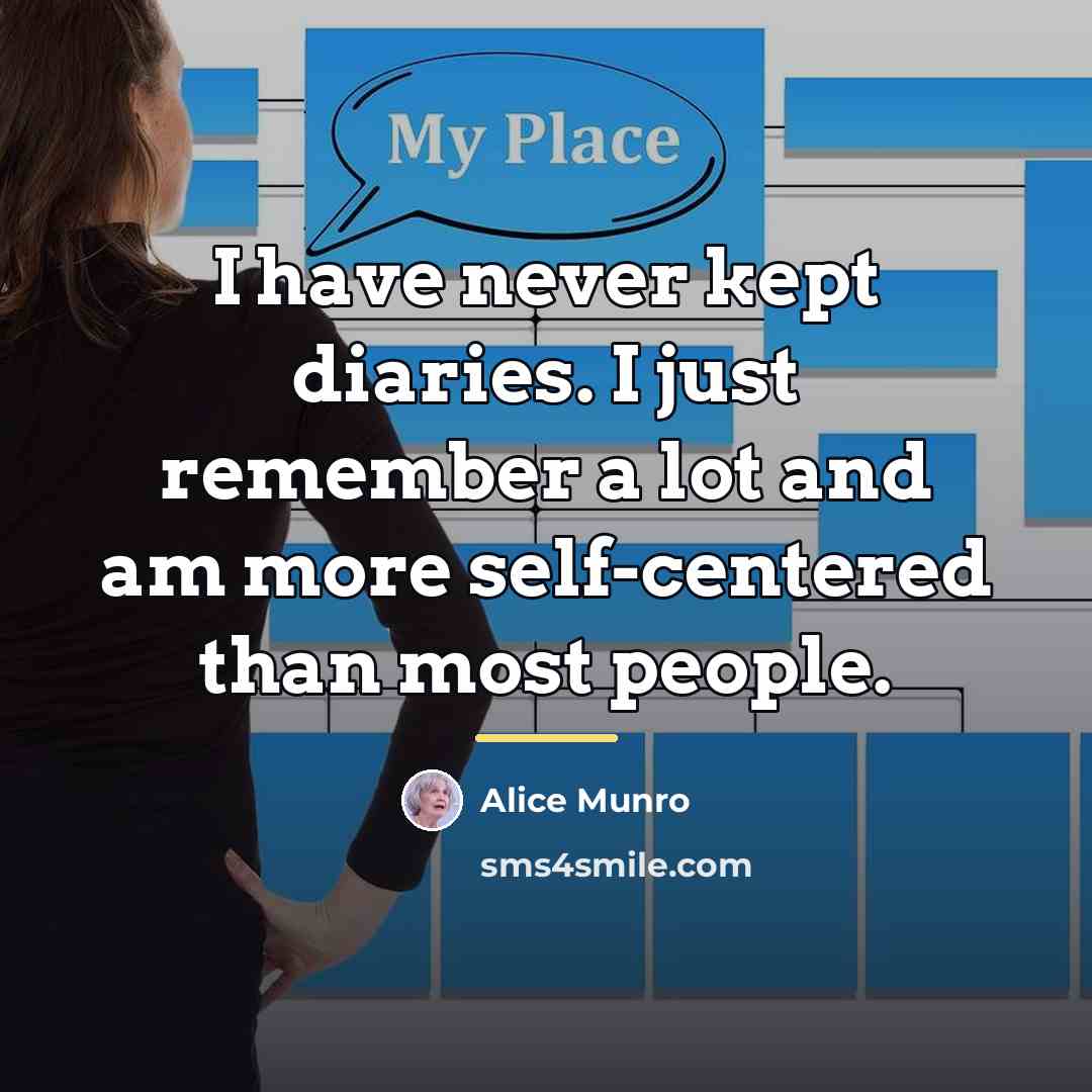 “I have never kept diaries. I just remember a lot…” quote by Alice Munro