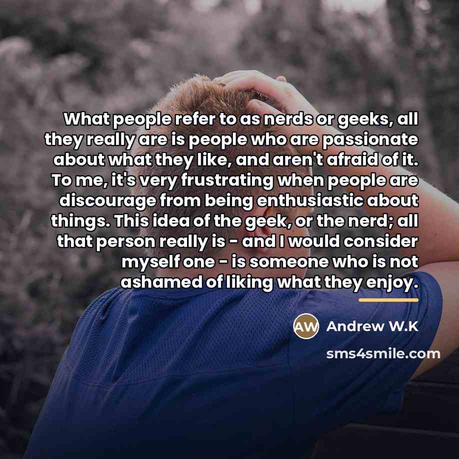 “What people refer to as nerds or geeks, all they…” quote by Andrew W.K