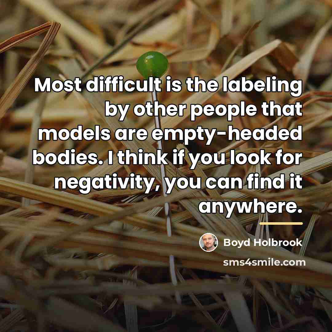 “Most difficult is the labeling by other people that models…” quote by Boyd Holbrook
