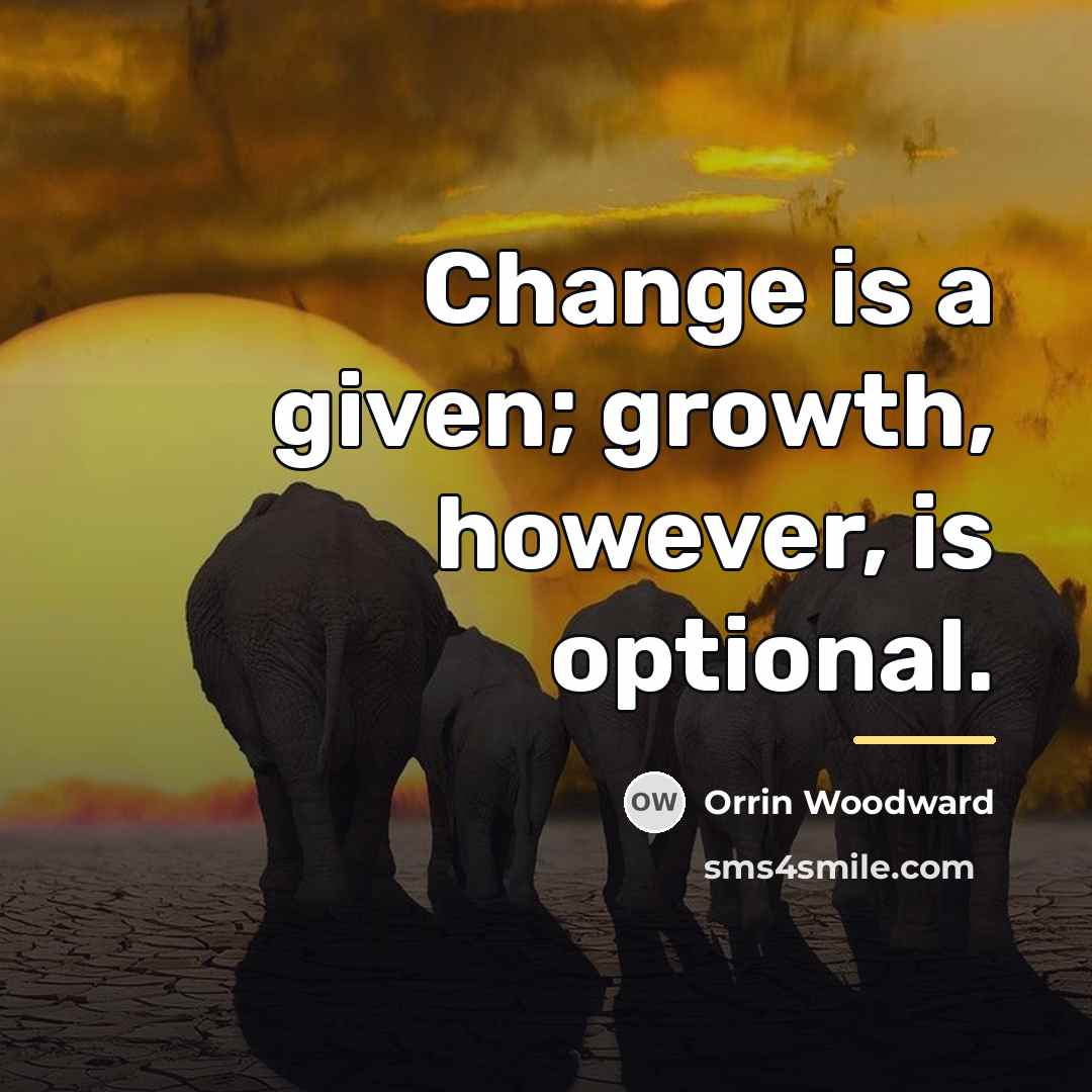 “Change is a given; growth, however, is optional.…” quote by Orrin Woodward