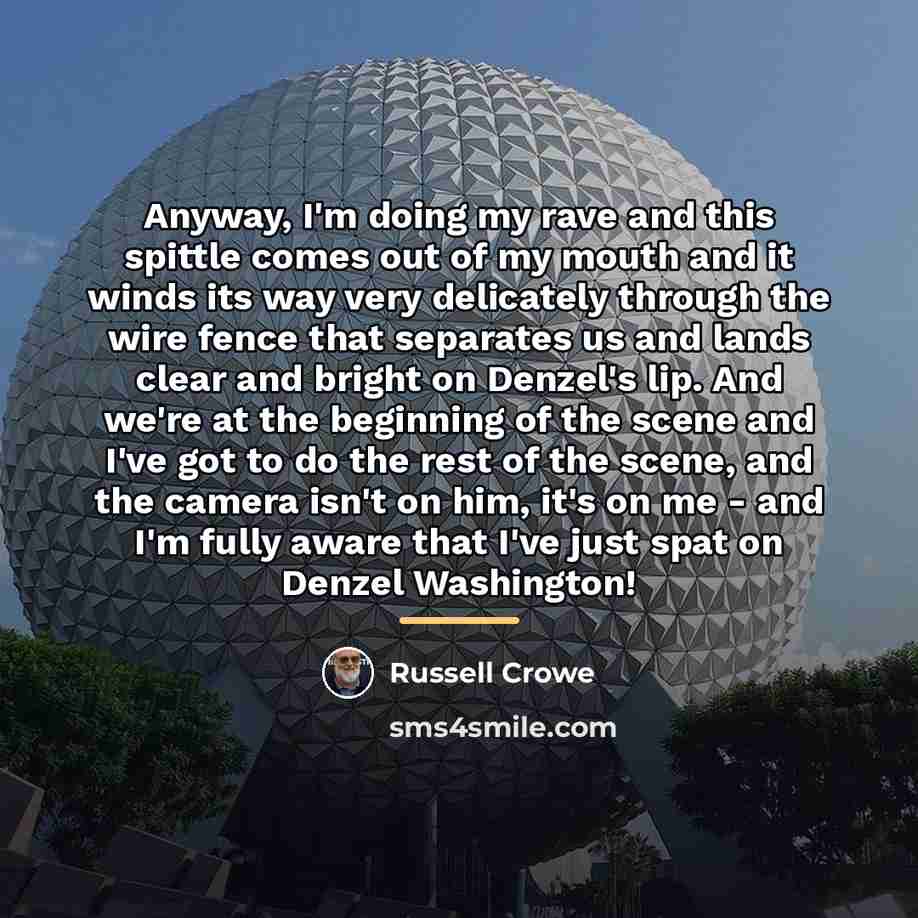 “Anyway, I'm doing my rave and this spittle comes out…” quote by Russell Crowe