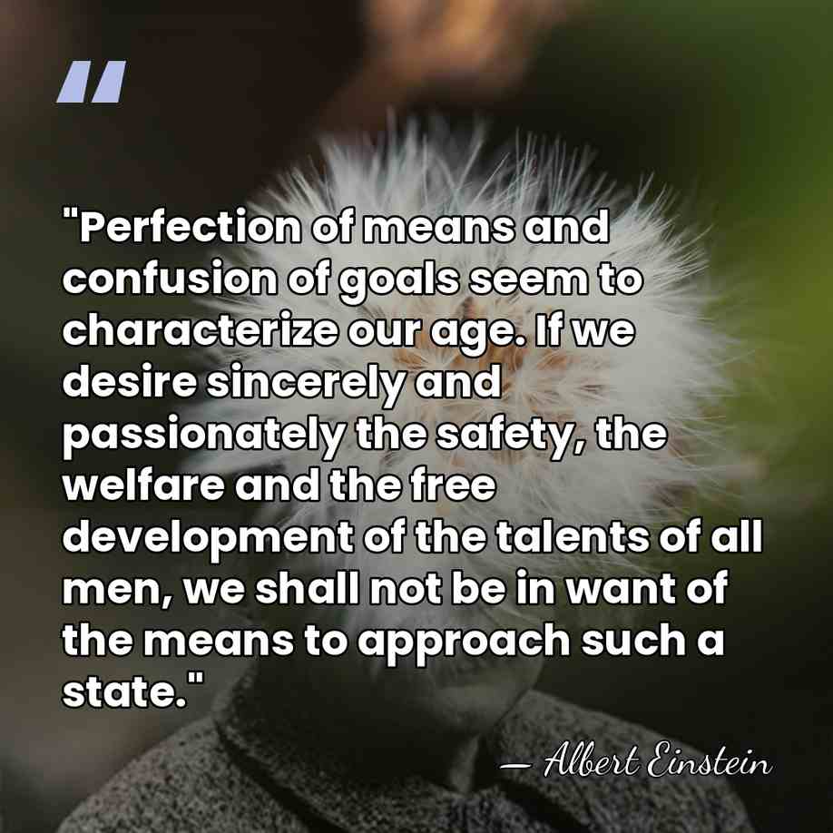 "Perfection of means and confusion of goals seem to characterize our age.&hellip; - Albert Einstein