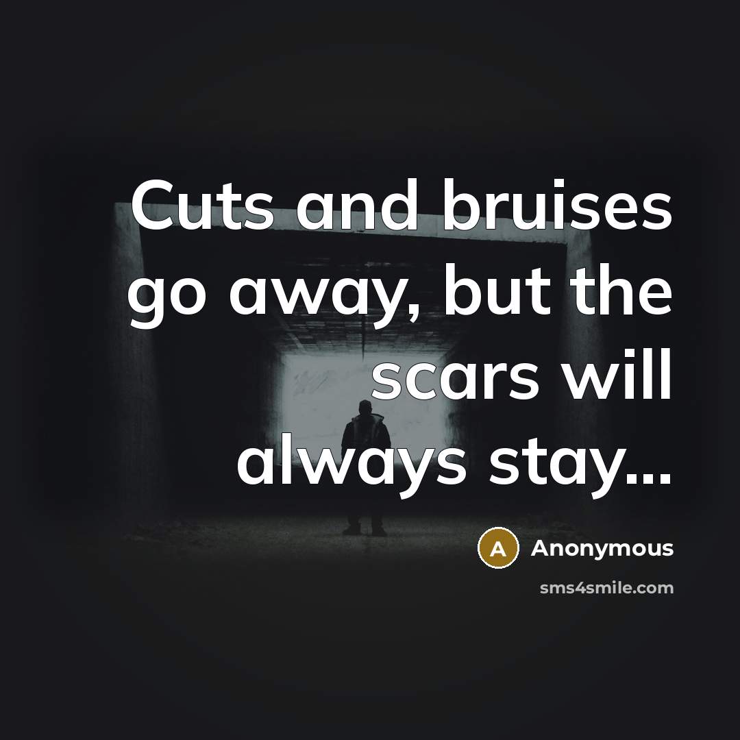 “Cuts and bruises go away, but the scars will always…” quote by Anonymous