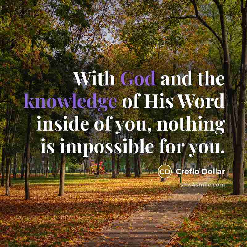“With God and the knowledge of His Word inside of you, nothing is impossible for you.” quote by Creflo Dollar