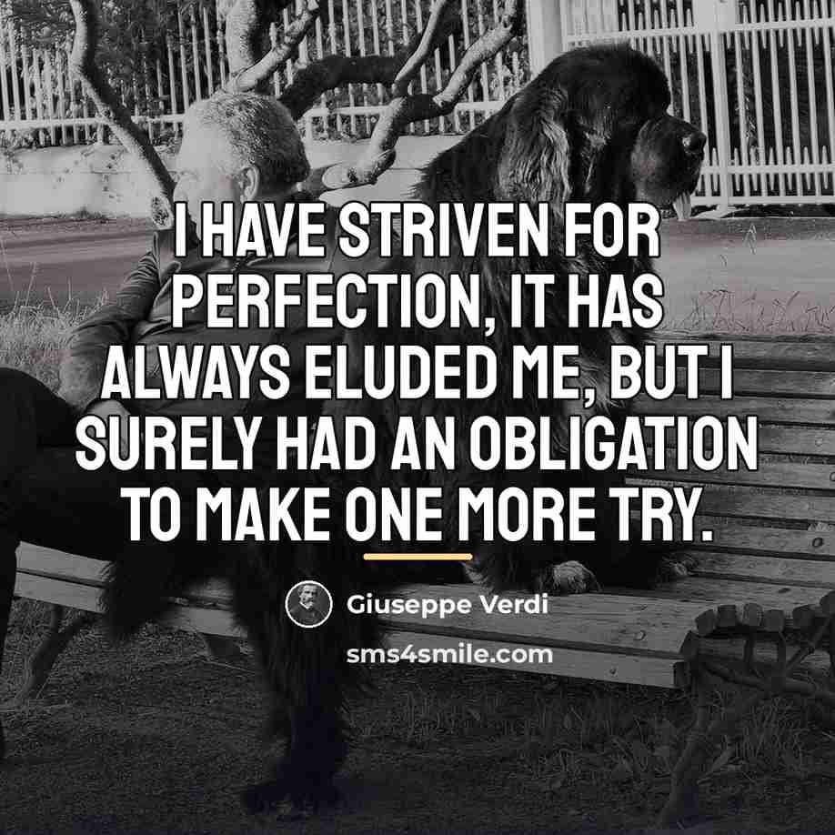 “I have striven for perfection, it has always eluded me,…” quote by Giuseppe Verdi