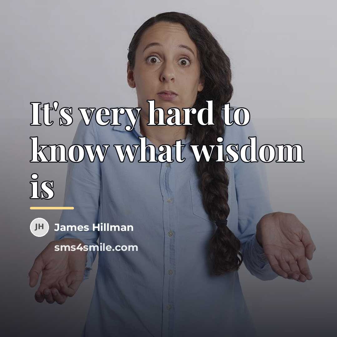 “It's very hard to know what wisdom is…” quote by James Hillman