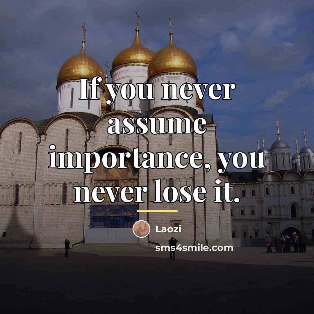 “If you never assume importance, you never lose it.…” quote by Laozi