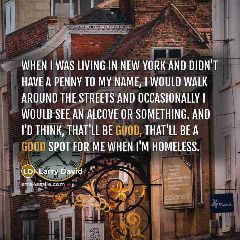 “When I was living in New York and didn't have…” quote by Larry David