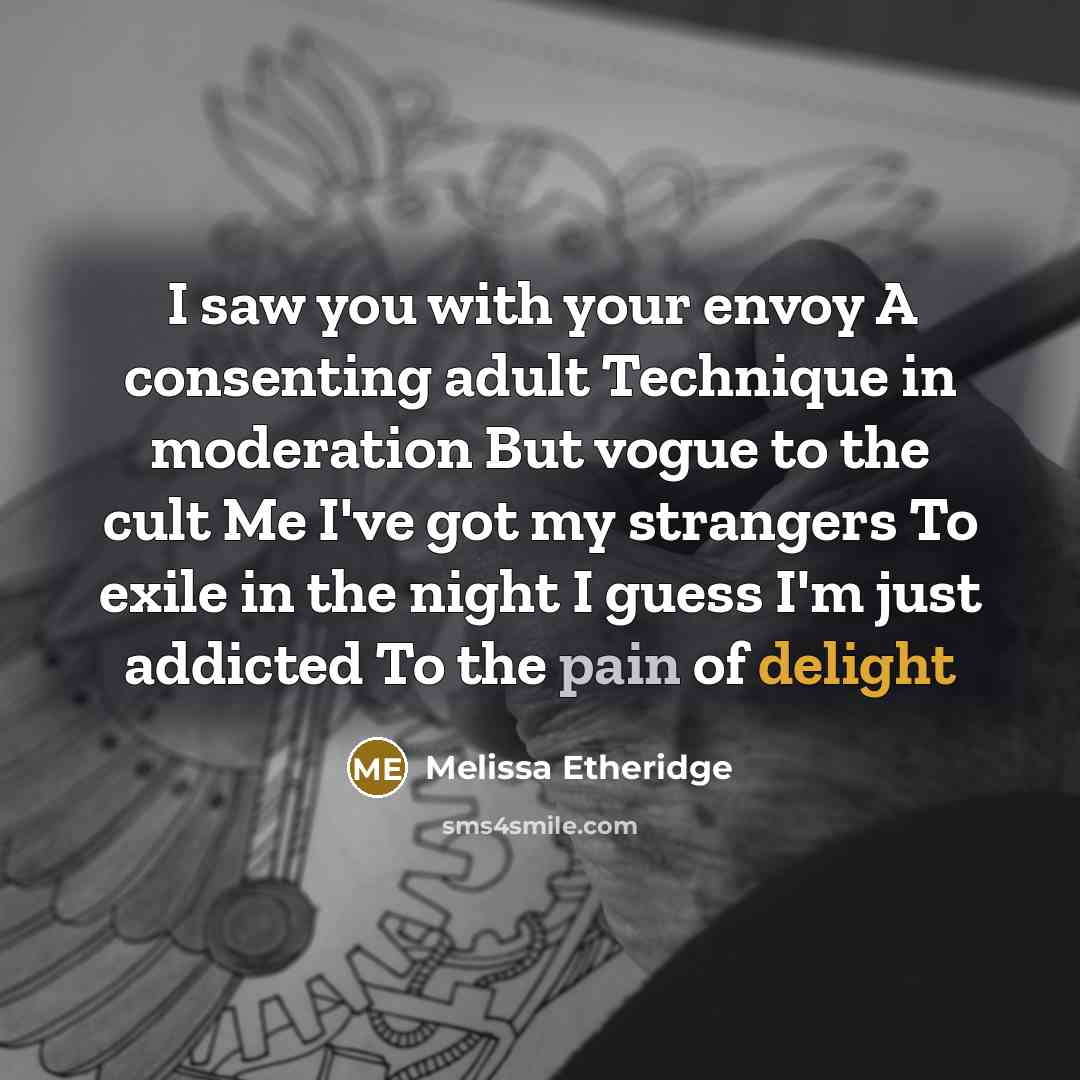 “I saw you with your envoy A consenting adult Technique…” quote by Melissa Etheridge