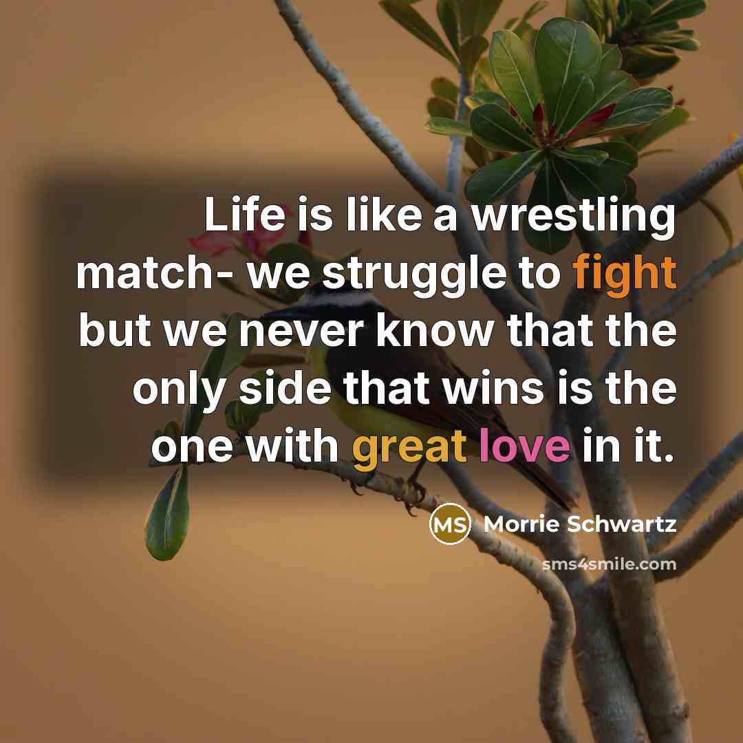 “Life is like a wrestling match- we struggle to fight…” quote by Morrie Schwartz