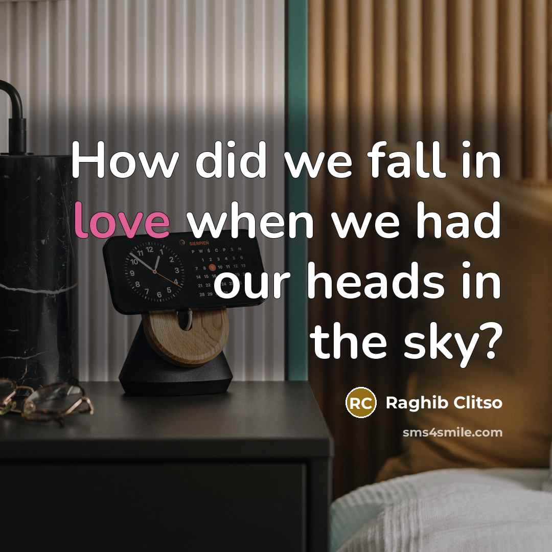 “How did we fall in love when we had our heads in the sky?” quote by Raghib Clitso