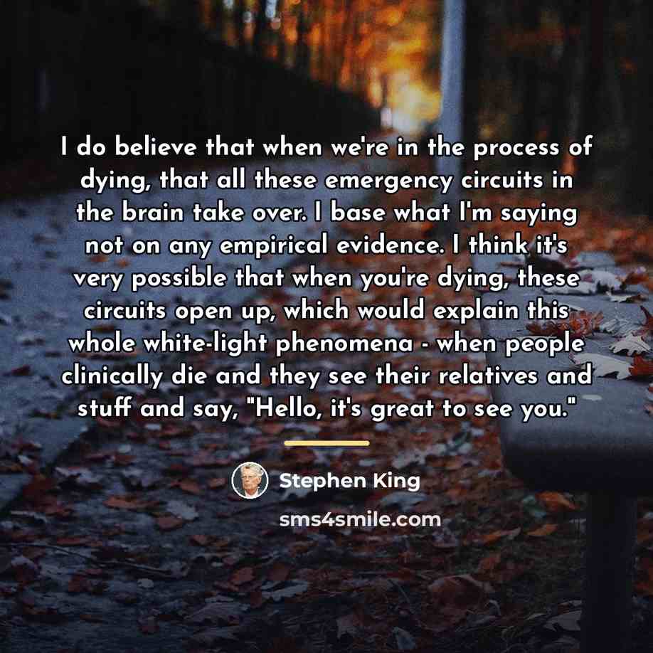 “I do believe that when we're in the process of…” quote by Stephen King