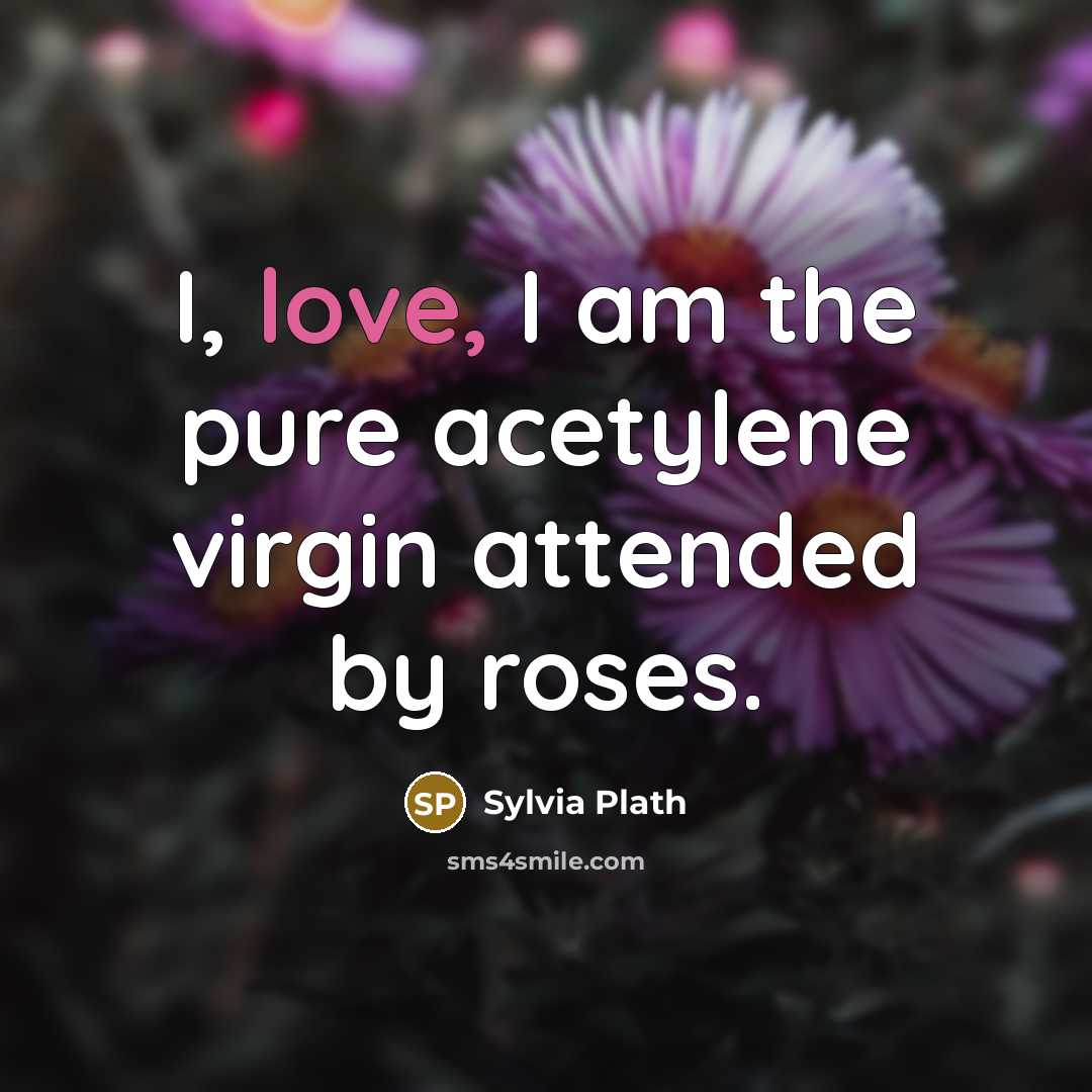 “I, love, I am the pure acetylene virgin attended by…” quote by Sylvia Plath