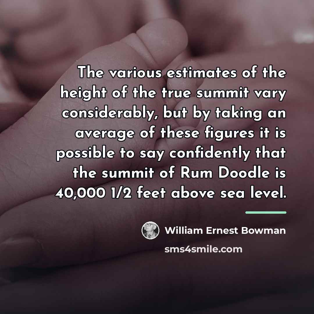 “The various estimates of the height of the true summit…” quote by William Ernest Bowman