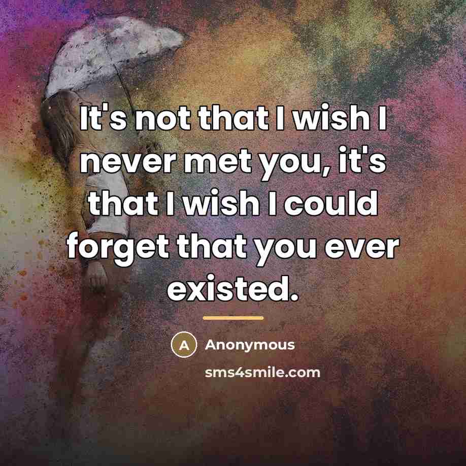 “It's not that I wish I never met you, it's…” quote by Anonymous