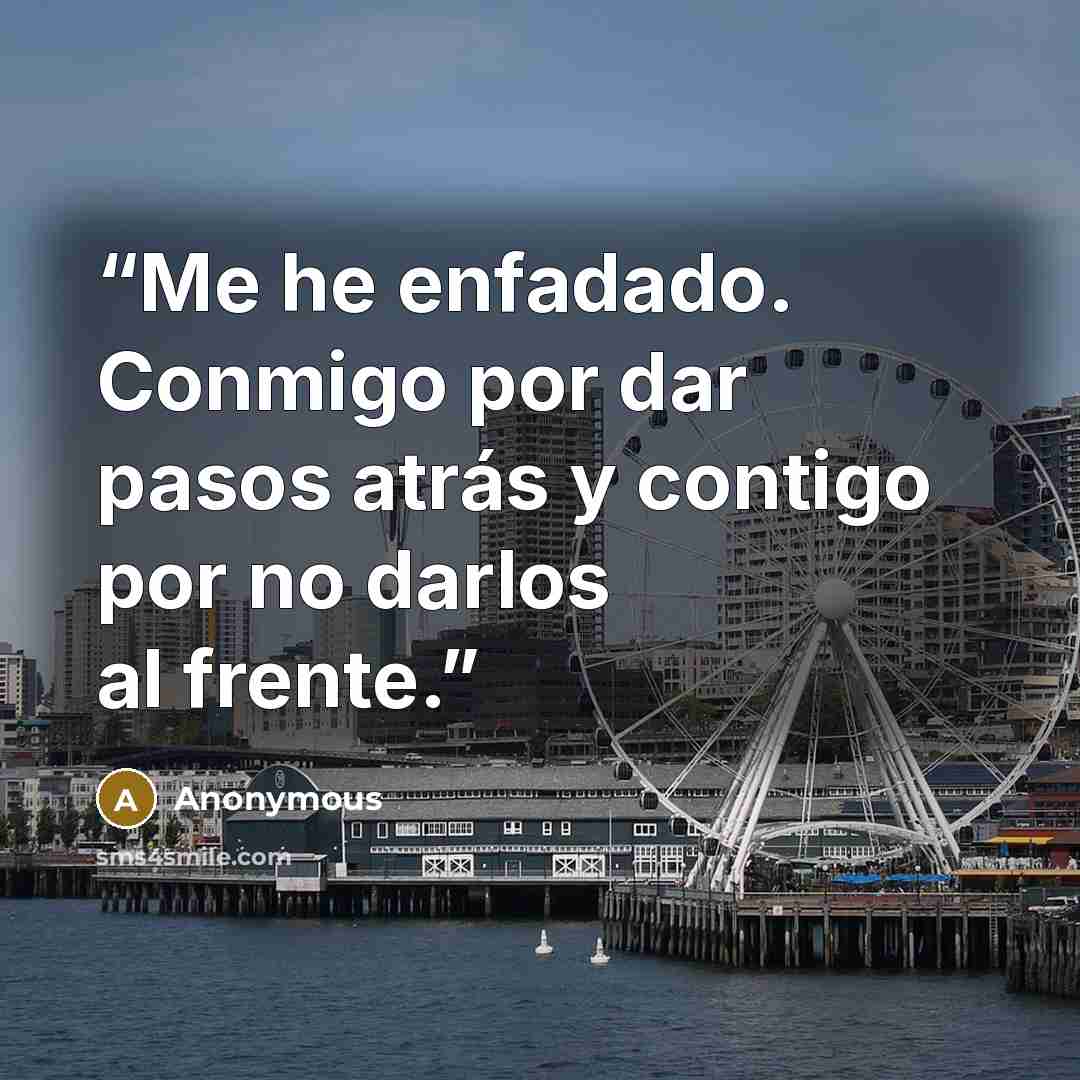 “Me he enfadado. Conmigo por dar pasos atrás y contigo por no darlos al frente.” quote by Anonymous