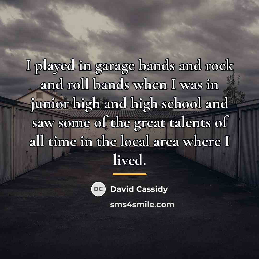 “I played in garage bands and rock and roll bands…” quote by David Cassidy