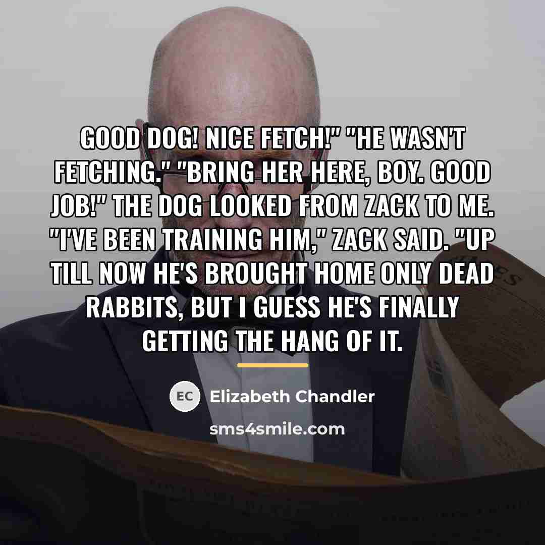 “Good dog! Nice fetch!" "He wasn't fetching." "Bring her here,…” quote by Elizabeth Chandler